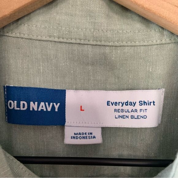 OLD NAVY Men’s Everyday Regular Fit Linen Blend Shirt Milky Jade Green Large - Picture 8 of 11